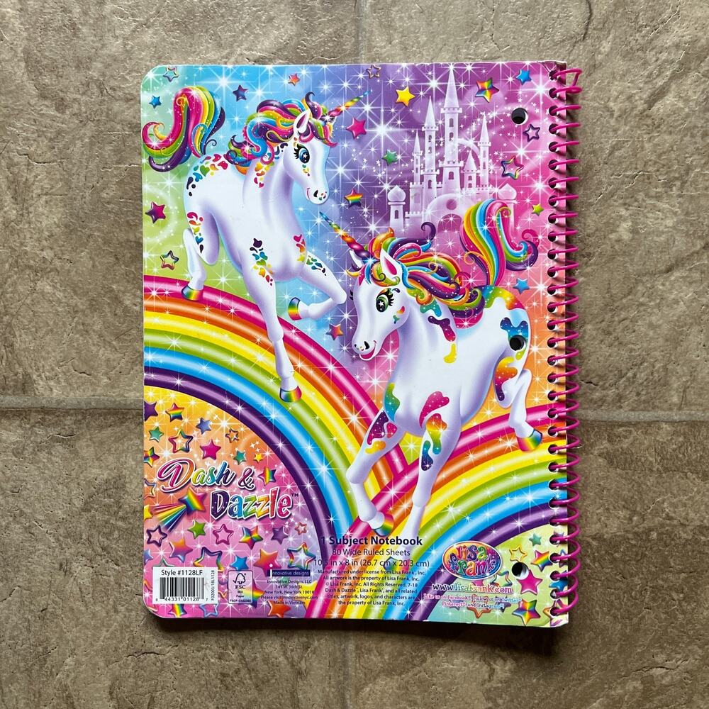 Lisa Frank Dash & Dazzle Notebook Lined Rainbow Unicorns Y2K Nostalgic Colorful - Picture 2 of 8